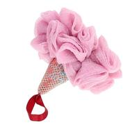 BATHVEVE Ice-Cream Cone Shaped Bath Balls Hanging Rope, Pe Material Shower Exfoliating Sponge for Rich Bubble and Quick Drying, and Hotel Bathroom Bathing Accessory Random Color