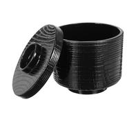BATHVEVE Japanese Style Miso Soup Bowl in Black Plastic, Lightweight Kitchen Rice Bowl for Serving Noodles and Snacks, for Casual Gathering and Parties, Plastic Tableware