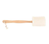 BATHVEVE Loofah Stick Bath Brush with Long Handle for Home Bath Use, Natural Wood and Loofah Material, Promotes Circulation and Removes Dull Surface Flakes, Skin Exfoliating Scrubber
