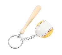 BATHVEVE Mini Baseball Keychain with Wooden Bat Pendant for Boys and Sports Backpack Accessory Stylish Keyring Charm for Car Party Favor and Team Souvenir