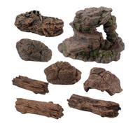 BATHVEVE Mini Landscape Model with Strong Durability and Delicate Appearance 8pcs Pvc Stump and Stone Scene Set for Developing Creativity and Imagination in Playtime