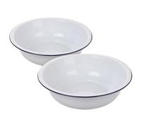 BATHVEVE Mixing Bowls White and Easy Maintenance Vintage Style Kitchen Basins Enamel 2pcs with Large Capacity for Food Preparation for Food Preparation and Vegetable Washing and Vegetable
