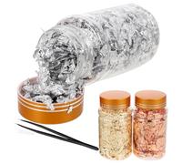 BATHVEVE Nail Gold Foil Flakes with Tweezer for DIY Nail Decoration Easy Application Imitation Gold Leaf for Theme Holiday Parties