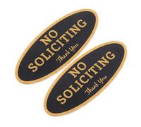 BATHVEVE No Soliciting Door Signs for Office 2pcs Self-adhesive Acrylic Visible from Afar Golden Indoor Outdoor Use