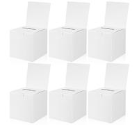 BATHVEVE Paper Ballot Boxes Foldable and Space-saving Design White 6 Pcs with Semi-circular Opening for Collecting Business Card Voting and Raffle Tickets