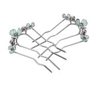 BATHVEVE Pearl Rhinestone U-shaped Hair Forks 2pcs Metal Flower Wave Hairpins Bridal Wedding Hair Side Combs for Women Formal Event Styling