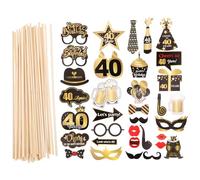 BATHVEVE Photo Booth Props Paper Material 26pcs Birthday with Styles Party Decoration and Fun Self-portraits Background Random Color for 40th Birthday Party