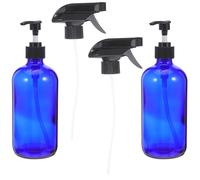BATHVEVE Refillable Glass Spray Bottle 500Ml Blue Cosmetic Containers with Pump for Travel, Skincare, and Makeup Water