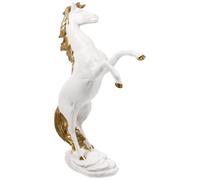 BATHVEVE Resin Horse Statue Decorative Figurine with Fine Workmanship, White Standing Horse Shaped Ornament for Home and Restaurant Desktop Decoration