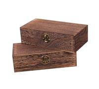 BATHVEVE Retro Wooden Gift Packing Boxes Oblong Storage Boxes with Buckle for Jewelry Gifts and Home Decor Hand Polished Smooth Finish Portable and Decorative