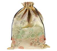 BATHVEVE Silk Drawstring Jewelry Storage Bag Beige Small Candy Pouch Wedding Favor Bag Chinese Style Wrapping Accessory for Party and Packaging Random Color