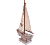 BATHVEVE Small Wooden Sailboat Model with Cloth Sails, Mediterranean Style Nautical Decoration for Coffee Shops Or Parties, Realistic and Delicate Tabletop Sailboat Figurine