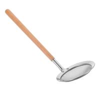 BATHVEVE Stainless Steel Skimmer Spoon with Fine Mesh and Wooden Handle, Kitchen Strainer for Hot Pot, Sturdy Metal Material, Protects from Scald and Prevents Mess, for Cooking and Draining