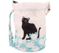 BATHVEVE Stylish Beige Drawstring Cat Handbag for Women, Versatile Cloth Makeup Bag with Fine Workmanship, Unique Japanese Kimono Purse Design, for Everyday Use and Travel Storage