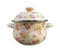 BATHVEVE Thickened Enamel Stew Pot with Double Handles and Easy-to-Clean Surface, Multi-Functional Cooking Pot for Soup, Porridge and Pasta Preparation in The Kitchen