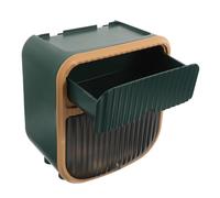 BATHVEVE Wall Mounted Tissue Box Holder Toilet Paper Dispenser with Phone Shelf Space-saving Bathroom Roll Storage in Dark Green for Compact Bathrooms