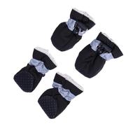 BATHVEVE Warm Corduroy Non-slip Dog Shoes for Large Dogs, Waterproof and Protective Booties for Indoor and Deck Use, Size 6 Black Pet Footwear to Keep Paws Safe and Warm