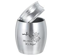 BATHVEVE Waterproof for Gardens for, Features and Suitable Anti-fading Anti-rust Ash Storage Container Gracefully Shaped Silver Titanium Steel Urn Box with Pet Ashes Decoration
