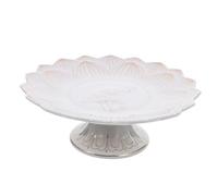 BATHVEVE White Ceramic Offering Dish for Buddhist Bowls, 7 Inch Footed Temple Tray with Easy Cleaning and Kitchen Storage Features, for Home Decoration and Altar Use