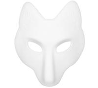 BATHVEVE White Leather Fox Mask for Adults with Comfortable Fit and Japanese Style, for Fancy Dress Parties and Fashion Shows, Blank DIY Masquerade Accessory