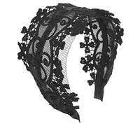 BATHVEVE Wide Lace Headband for Women Vintage Floral Hair Accessory 1 Piece Black Comfortable and Stylish Hair Decoration for Parties and Everyday Wear