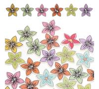 BATHVEVE Wooden Flower Buttons with Decorative Effect Easy to Sew 100pcs Craft and Delicate Design Made from Poplar Board, Embellishments for Handmade Sewing for Clothes