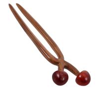 BATHVEVE Wooden Hair Fork Set of 2 U-shaped Hair Sticks for Women Green Sandalwood Double Mushroom