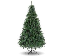 BATHWA Artificial 2.1m with Folding, Party Tree with Metal Stand, 1100 Branch Tips, Easy Assembly, Christmas Decoration for Office, Living Room and Kitchen, Green, 7FT
