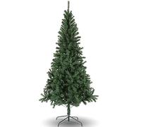 BATHWA Artificial 6FT Party Tree with Metal Stand, 800 Branch Tips, Easy Assembly, Christmas Home Decoration for Office, Living Room and Kitchen, Green, 7FT