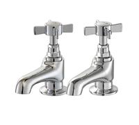 BATHWEST Traditional Bathroom Sink Taps Chrome Brass Cloakroom Victorian Basin Taps Pair in Metallic Silver BATHWEST Metallic Silver