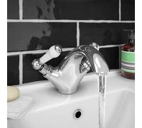Bathwest Traditional Victorian Bathroom Monobloc Basin Sink Mixer Taps Twin Lever