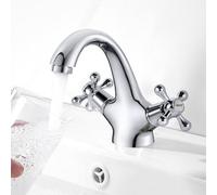 Bathwest Victorian Basin Mixer Taps Chrome Brass Cross Handle Bathroom Sink Taps Faucet