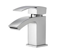 BATHWEST Waterfall Basin Sink Mixer Taps Monobloc Chrome Bathroom Taps Mixer in Metallic Silver BATHWEST Metallic Silver