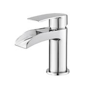 BATHWEST Waterfall Chrome Bathroom Monobloc Basin Sink Mixer Taps Single Lever Taps Mixer in Silver BATHWEST Silver