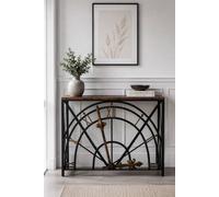 Bathwick Half Clock Console Table Reclaimed Wood & Metal