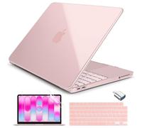 Batianda 4-in-1 Clear Case for New MacBook Neo 13 inch 2026 Release Model A3404, Ultra-Thin High Transparency Hard Shell Cover with Keyboard Skin, Screen Protector, USB-C Adapter, Crystal Blush