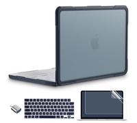 Batianda 4-in-1 Ultimate Case for New MacBook Neo 13 inch 2026 Model A3404 A18 Pro Chip - Matte Translucent Rugged Hybrid Armor Shell with Carbon Fiber Texture Grip Shockproof Bumper - Indigo