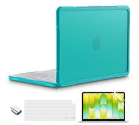 Batianda 4-in-1 Ultimate Case for New MacBook Neo 13 inch 2026 Model A3404 A18 Pro Chip - Matte Translucent Rugged Hybrid Armor Shell with Carbon Fiber Texture Grip Shockproof Bumper - Light Blue