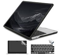 Batianda AstroEdge Case for MacBook Air 13.6 inch, Midnight Alpine Black | Fits M5/M4/M3/M2 Models 4-in-1 Bundle, Midnight Mountain Design Soft TPU Bumper for Students, Travelers and Outdoor Creators