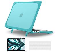 Batianda Case for 13.5 inch Microsoft Surface Laptop 5 4/3 with Metal Palm Rest,Heavy Duty Shockproof Protective Hard Shell Cover with Fold Kickstand & Keyboard Cover Screen Protector, Light Blue