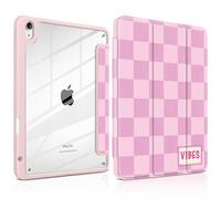 Batianda Case for iPad Air 11 inch 2025 (M3) 2024 M2 Chip [Built-in Pencil Holder] - Premium Pearlescent Silk Texture Smart Cover with Clear Back, Shockproof Folio Auto Sleep/Wake, Lattice