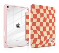 Batianda Case for iPad Air 13 inch 2025 (M3) 2024 M2 Chip [Built-in Pencil Holder] - Premium Pearlescent Silk Texture Smart Cover with Clear Back, Shockproof Folio Auto Sleep/Wake, Distorted Lattice