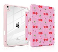 Batianda Case for iPad Air 13 inch 2025 (M3) 2024 M2 Chip [Built-in Pencil Holder] - Premium Pearlescent Silk Texture Smart Cover with Clear Back, Shockproof Folio Auto Sleep/Wake, Cherry