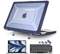 Batianda Case for M2 MacBook Air 13.6 inch 2022 Release A2681 Model,Honeycomb Heavy Duty Protective Hard Shell with TPU Bumper and Fold Kickstand & Keyboard Cover Screen Protector, Navy Blue