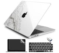 Batianda Case for MacBook Air 13.6" 2026 M5 M4 M3 M2 Chip,Topographic Lines | 4-in-1 set with contour map line art, slim hard shell protection for students, travelers and outdoor lovers