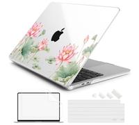 Batianda Case for MacBook Air 15" 2026 M5 M4 M3 M2 Chip, Pink Lotus Pond | 4-In-1 Bundle with Pink Lotus Design, Lightweight Slim Hard Shell Protection for Students and Botanical Art Lovers