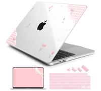 Batianda Case for MacBook Air 15" 2026 M5 M4 M3 M2 Chip, Pink Tulip Gingham | 4-In-1 Bundle with Pink Picnic Floral Design, Lightweight Slim Hard Shell Protection for Students and Minimal Style Users