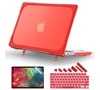 Batianda Case for New MacBook Pro 14 Inch 2024 M4 2023 2021 Release M3 M2 M1 Pro/Max Chip Model A2918/A3112, Heavy Duty Shockproof Protective Hard Shell with Fold Kickstand Keyboard Cover Skin, Red