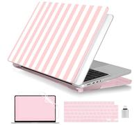Batianda Case for New MacBook Pro 16 Inch 2026 M5 2024 2023 Release with M4 M3 M2 M1 Pro/Max Chip, 1.2mm Slim Lightweight Protective Shell with Artistic Design 4-in-1 Bundle, Pink Candy Stripe