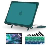Batianda Compatible with New MacBook Pro 14 inch Case 2024 M4 2023 2021 Release with M3 M2 Pro/Max Chip, Heavy Duty Protective Plastic Hard Shell with Fold Kickstand & Keyboard Cover, Deep Teal